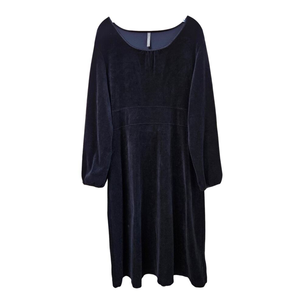 HANNA ANDERSSON Women's XL Velvet Midi Dress Black Long Sleeve Classic Holiday